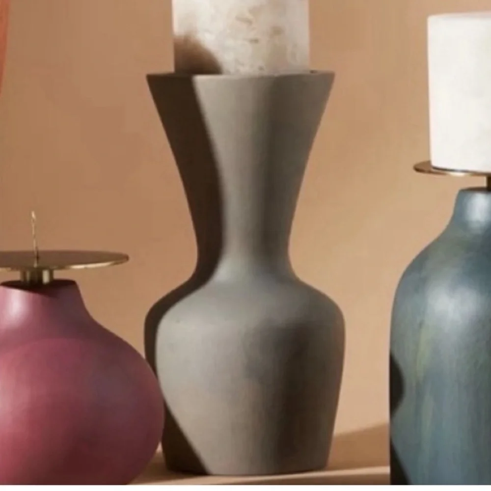 Anthropologie Sequoia Wood Pillar Candle Holder